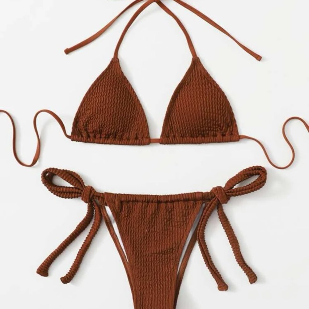 Rust Brown Triangle Bikini Swimsuit